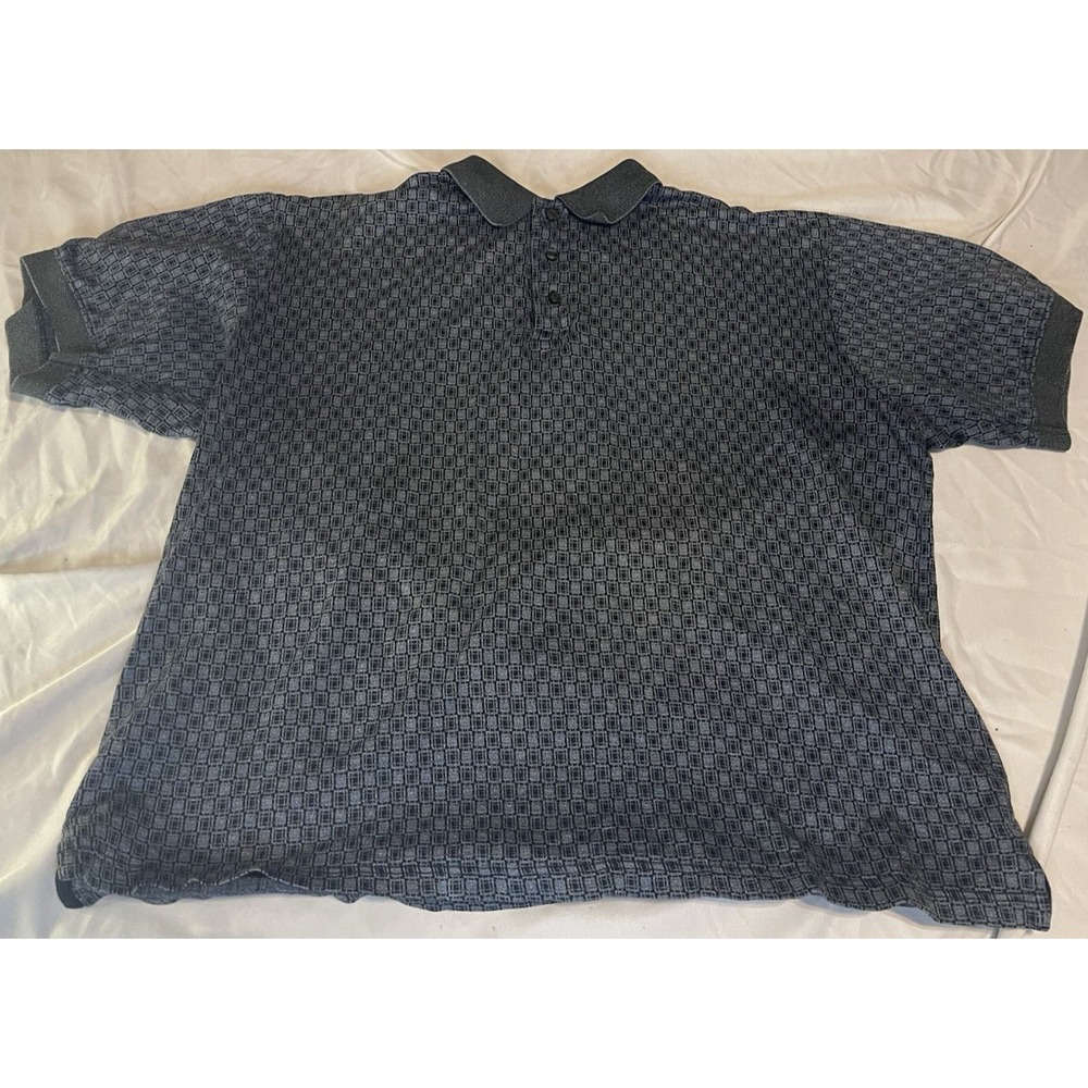 Jantzen Premier Golf Polo Shirt Mens XL Gray Geometric Knit Cotton Short Sleeve